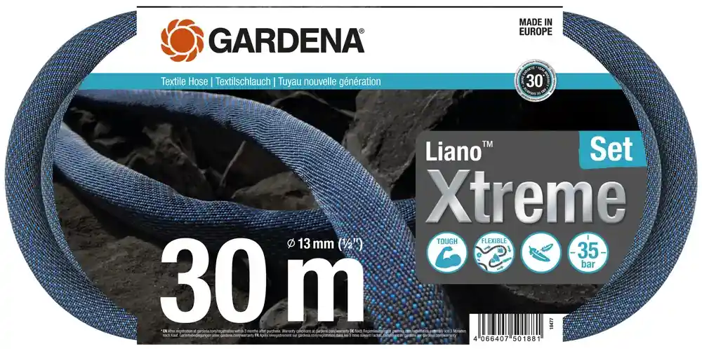 Gardena 18477-20 Tuyau textile Liano™ Xtreme 30m, Set