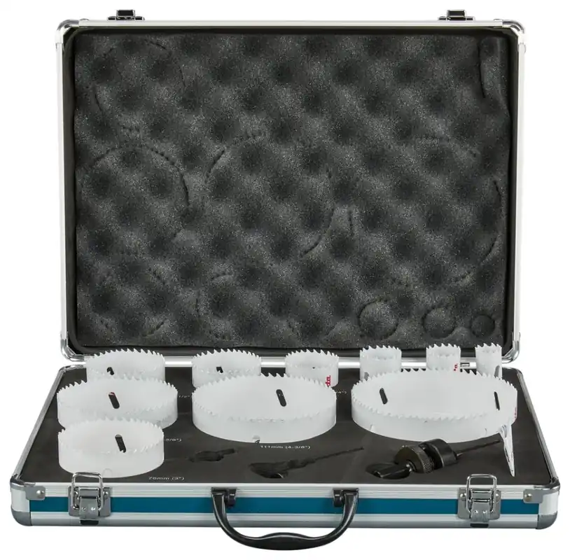 Makita Accessoires D-75764 Jeu de scies cloches 13 pièces 22/29/35/44/57/64/76/92/111/127mm bois/métal en coffret aluminium
