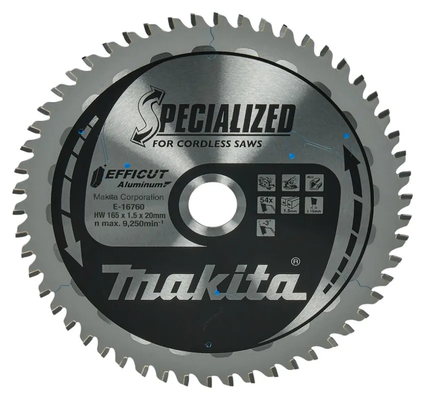Makita Accessoires E-16760 Spécialisé Lame de tronçonneuse et de scie circulaire Aluminium Efficut 165x20mm 54T -3g