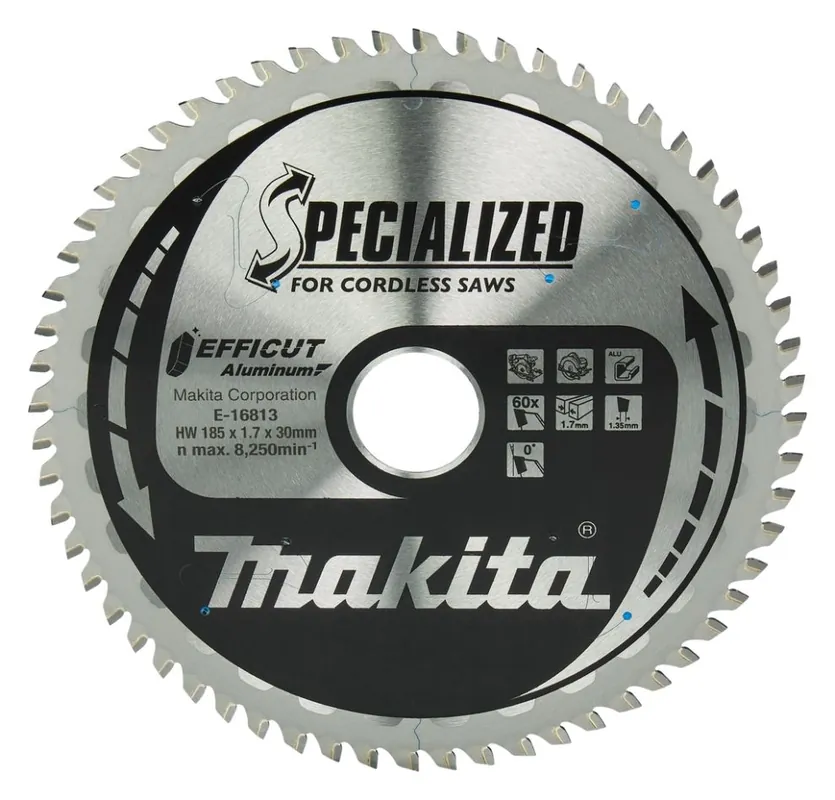 Makita Accessoires E-16813 Lame de scie circulaire spécialisée Aluminium Efficut 185x30mm 60T 0g