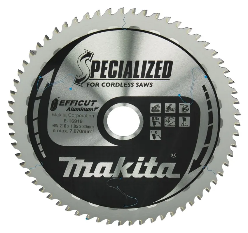 Makita Accessoires E-16916 Spécialisé Lame de scie à tronçonner Aluminium Efficut 216x30mm 63T 0g