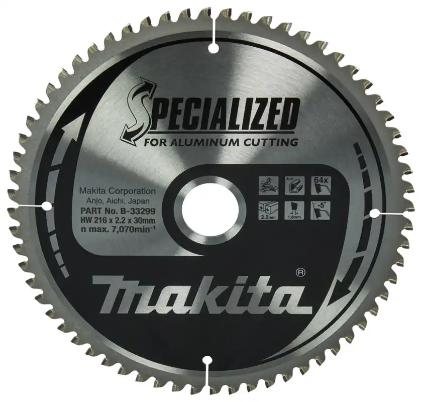 Makita Accessoires B-33299 Lame de scie à tronçonner Aluminium Spécialisée 216x30x2,2 64T -5g