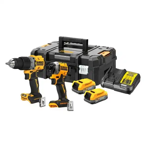 DeWalt DCK2050H2T-QW Comboset 18V 5.0Ah PowerStack Perceuse sans fil DCD805 + Perceuse à percussion DCF850