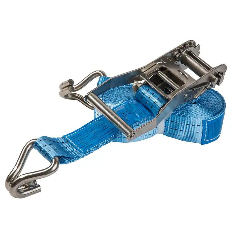 Delta CO.SB.RVS.050.10 Sangle d‘arrimage avec cliquet et crochets en acier inoxydable 50 mm x 10 mètres