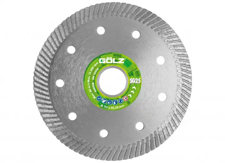 Gölz SG25125 SG25 Lame de scie diamantée Carreaux, céramique sèche 125 x 22.2 mm