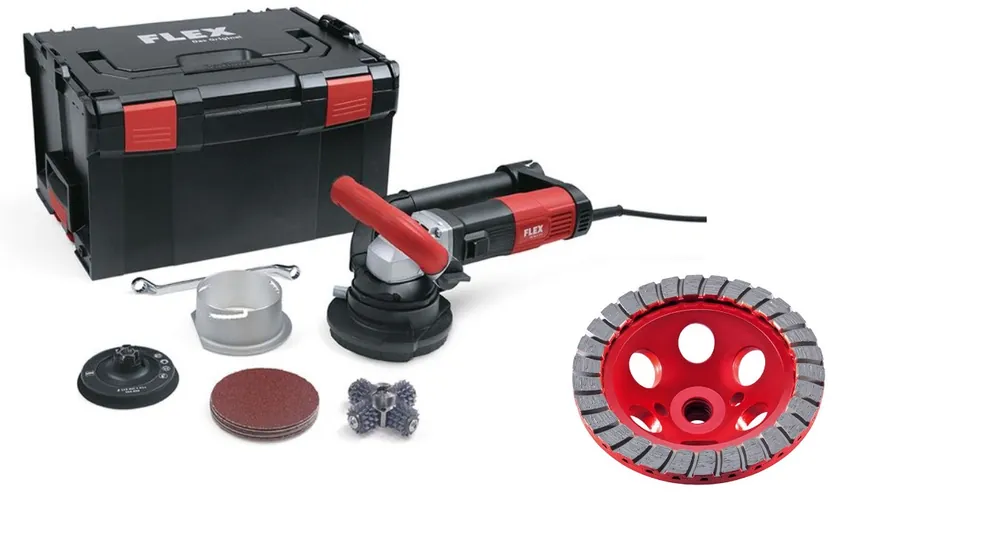 Flex-tools 531031 RE 16-5 115, Kit tête de fraisage pointue Retecflex Remediation Machine 115 mm + Disque de ponçage diamant Turbo-Jet