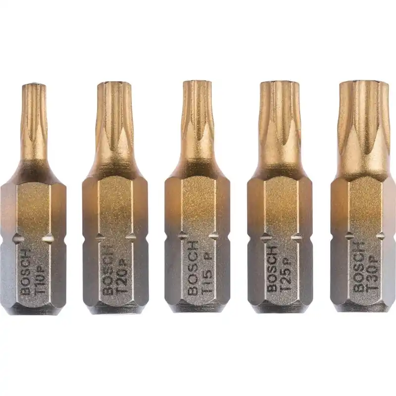 Bosch Bleu Accessoires 2607001769 Jeu d‘embouts 5 pièces Max Grip (Torx®) T 10 T 15 T 20 T 25 T 30 25