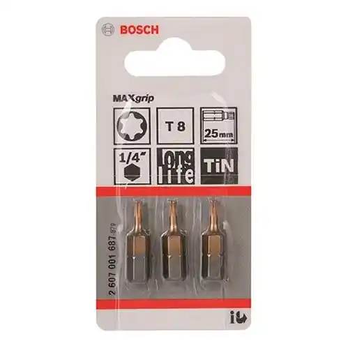Bosch Bleu Accessoires 2607001687 Embout de vis Max Grip T8, 25 mm 3x