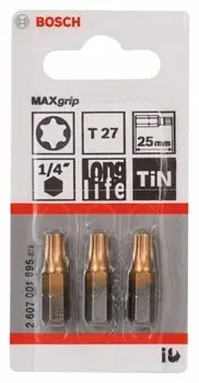 Bosch Bleu Accessoires 2607001695 Embout de vis Max Grip T27, 25 mm 3x
