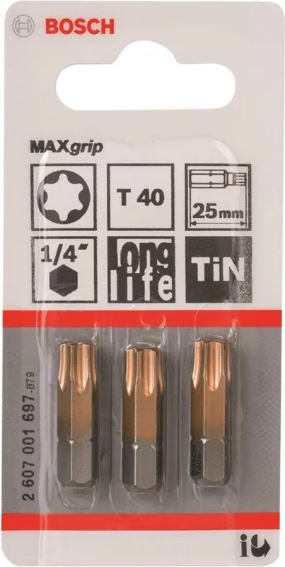 Bosch Bleu Accessoires 2607001697 Embout de vis Max Grip T40, 25 mm 3x
