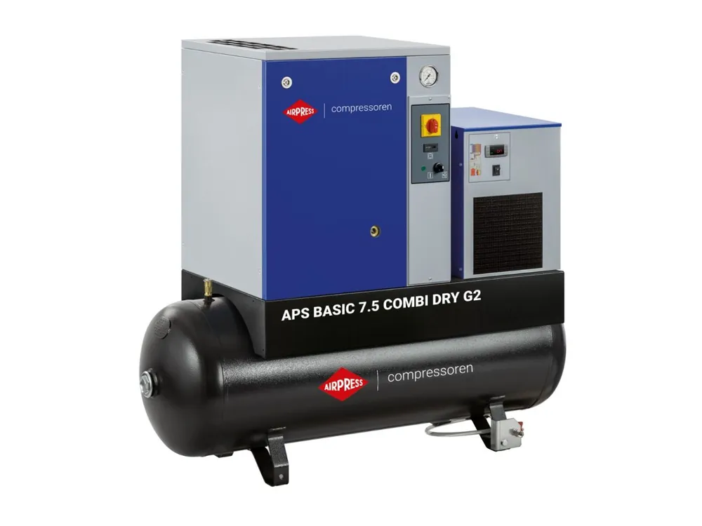 Airpress 362957 Compresseur à vis APS 7.5 Basic G2 Combi Dry 10 bar 7.5 hp/5.5 kW 780 l/min 200 l