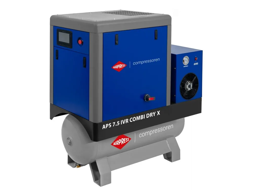 Airpress 369957-IVR Compresseur à vis APS 7.5 IVR Combi Dry X 10 bar 7.5 hp/5.5 kW 290-690 l/min 200 l