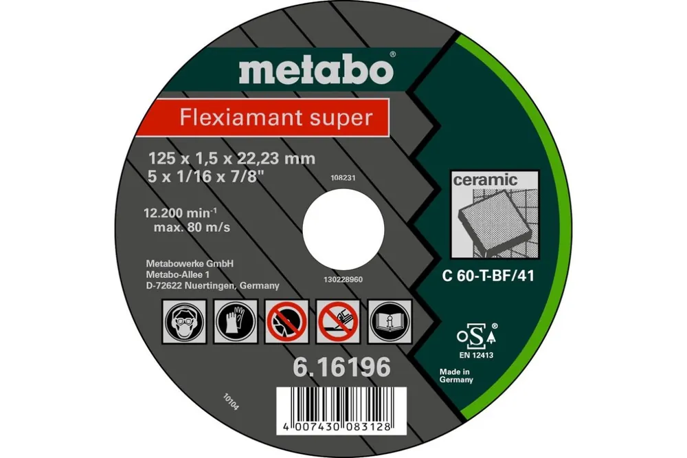 Metabo Accessoires 616195000 Disque à tronçonner Ø 115x1,5x22,2mm pierre Flexiamant super