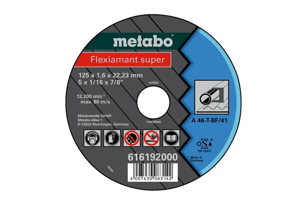 Metabo Accessoires 616192000 Disque à tronçonner Ø 125x1,6x22,2mm acier Flexiamant super