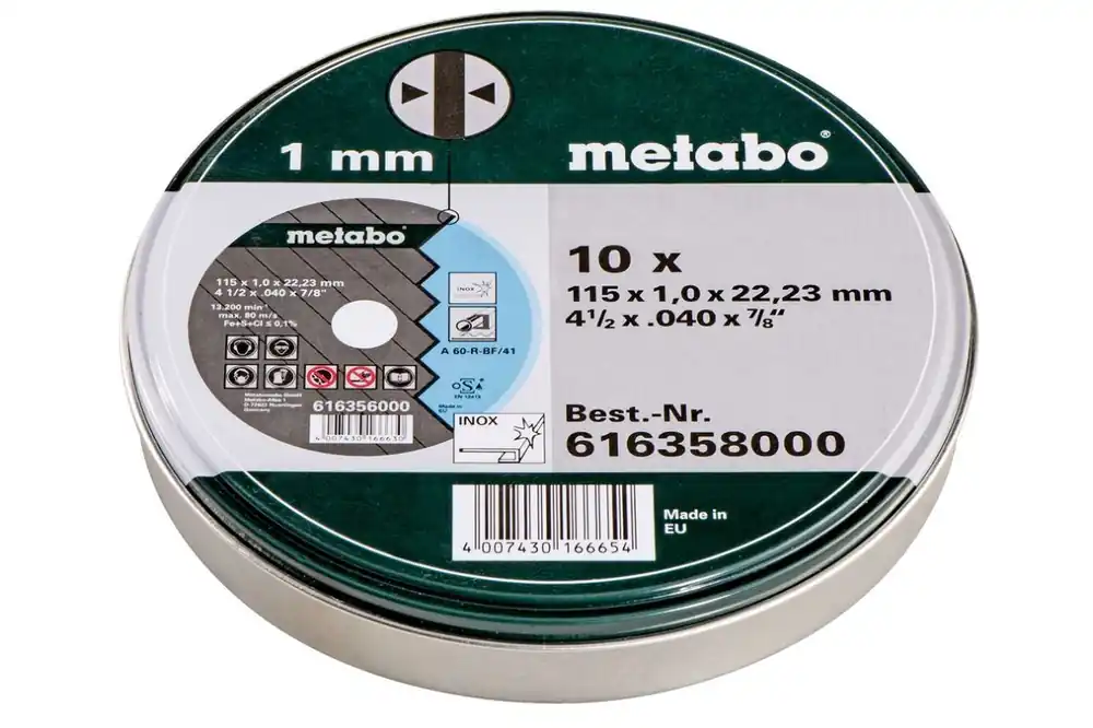Metabo Accessoires 616358000 Disques à tronçonner en boîte (10 pièces) Ø 115x1,0x22,23