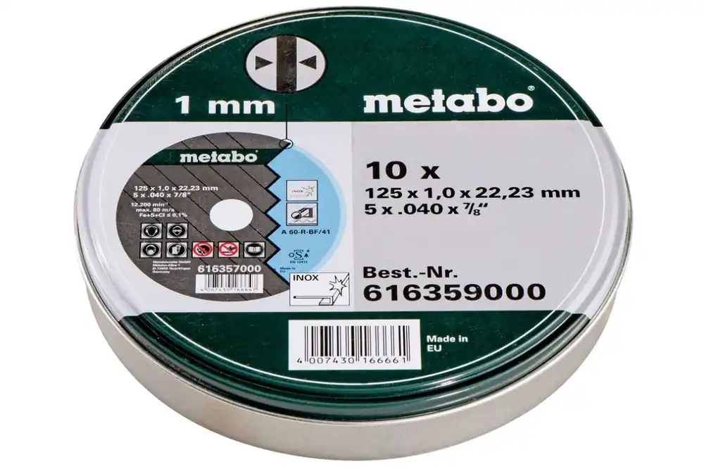 Metabo Accessoires 616359000 Disques à tronçonner en boîte (10 pièces) Ø 125x1,0x22,23