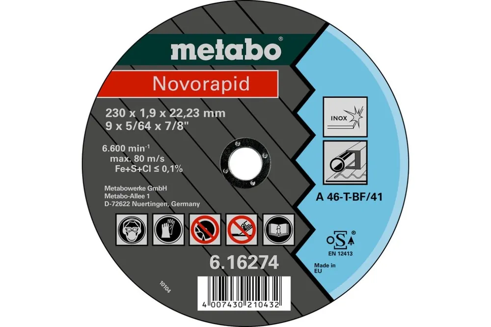 Metabo Accessoires 616273000 Disque à tronçonner Ø 180x1,5x22,23mm Inox Novorapid