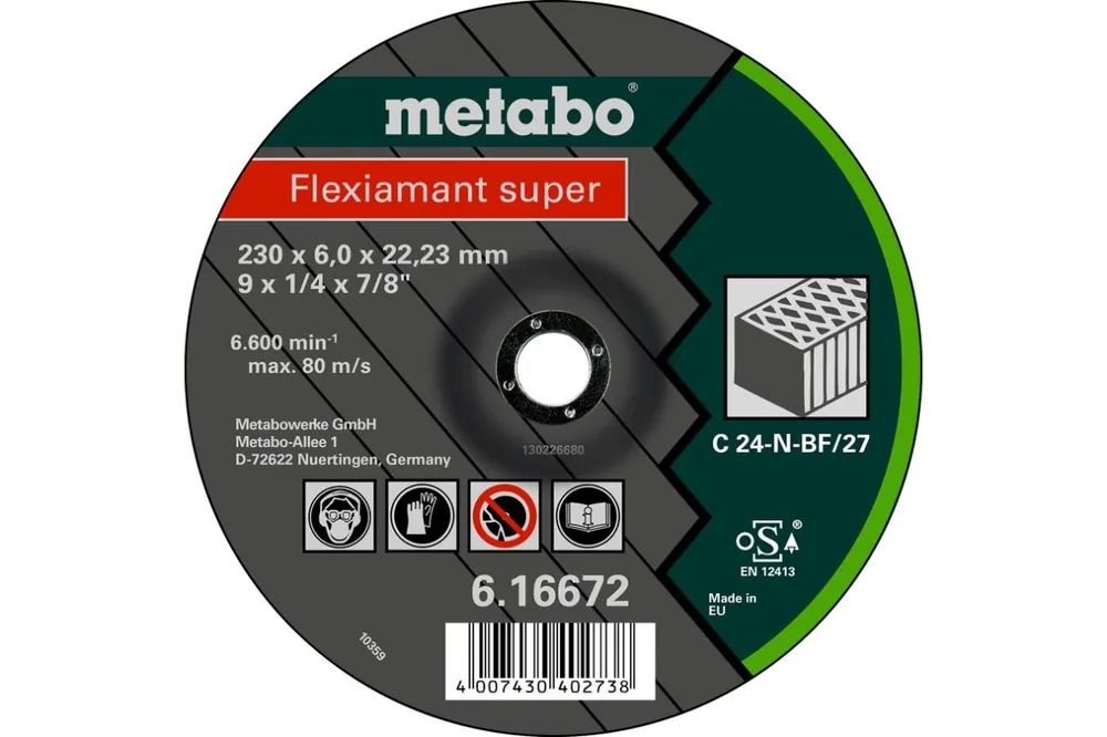 Metabo Accessoires 616672000 Disque abrasif Ø 230x6,0x22,2 pierre Flexiamant super