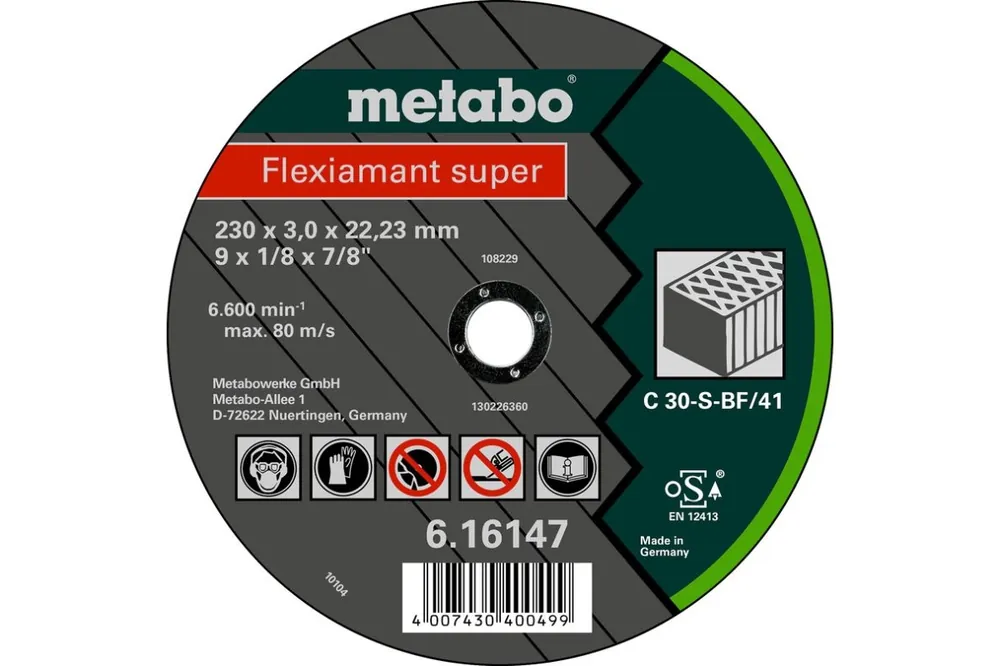 Metabo Accessoires 616728000 Disque à tronçonner Ø 115x2,5x22,2mm pierre Flexiamant super
