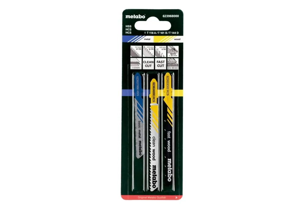 Metabo Accessoires 623968000 Assortiment de lames de scie sauteuse (3 pièces)