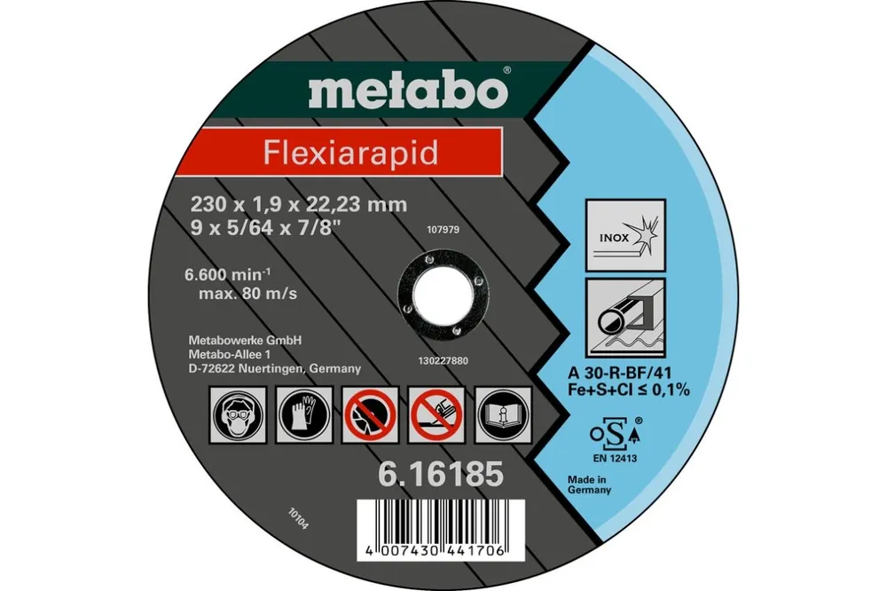 Metabo Accessoires 616182000 Disque à tronçonner Ø 125x1,6x22,2mm acier inoxydable Flexiarapid