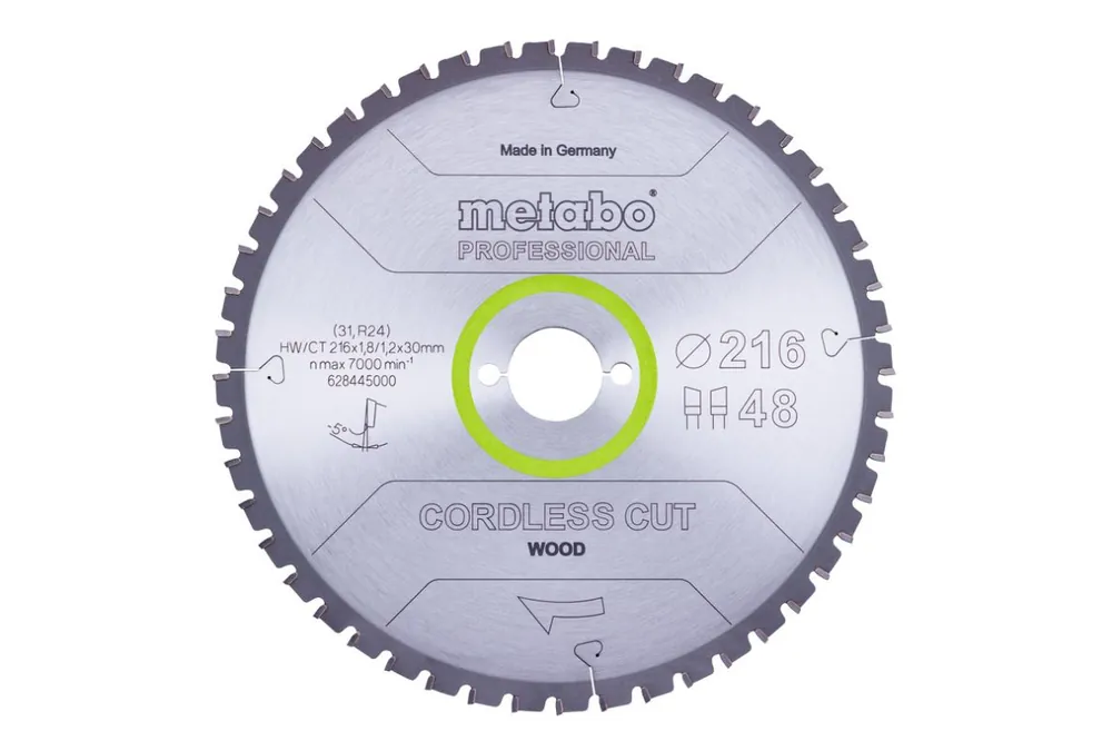 Metabo Accessoires 628445000 Lame de scie circulaire Cordless Cut Prof 216x30 48WZ 5°neg