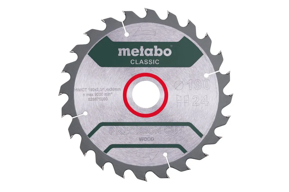 Metabo Accessoires 628676000 Lame de scie circulaire PrecisionCutClassic 190x30 24 WZ 15° /B