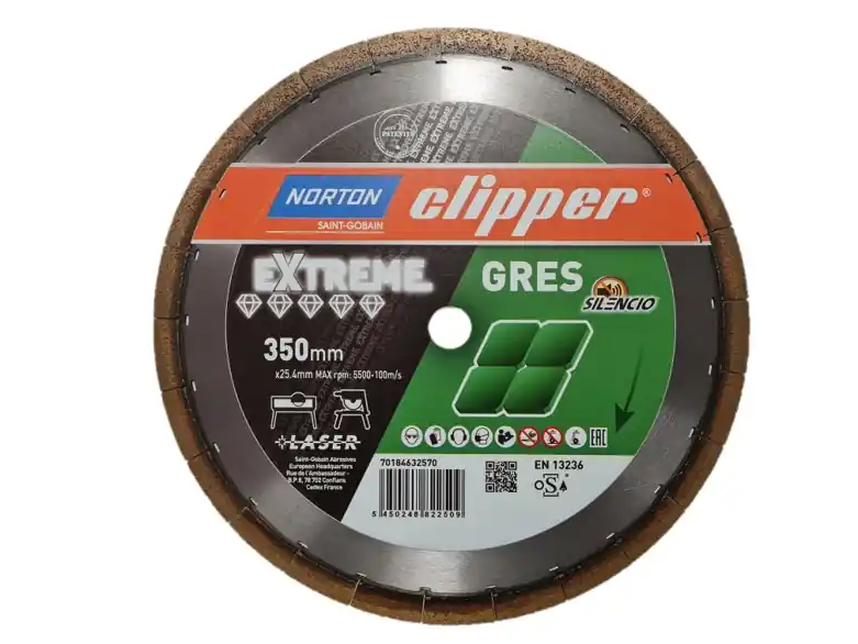 Norton Clipper 70184632570 Lame de scie diamantée Extreme Gres Silencio 350 x 25,4 mm