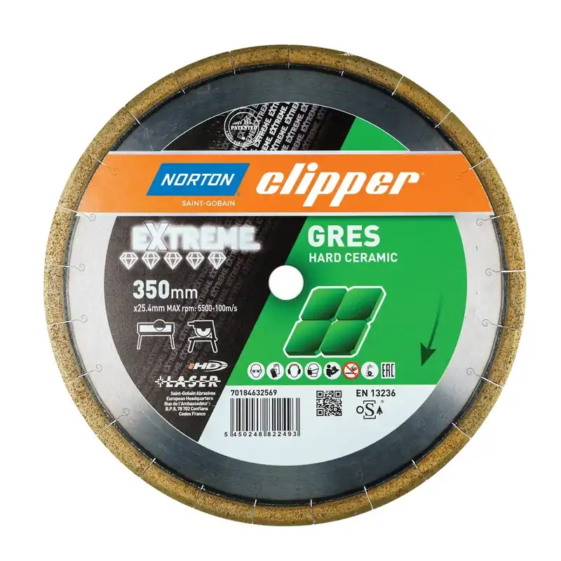 Norton Clipper 70184632569 Lame de scie diamantée Extreme Gres 350 x 25,4 mm