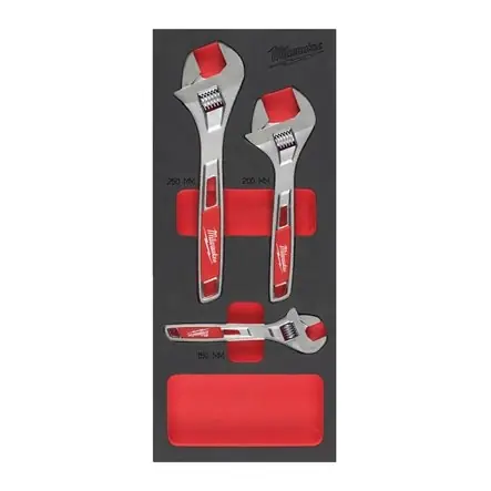 Milwaukee Accessoires 4932492397 Jeu de clés à molette (3 pièces) en incrustation de mousse