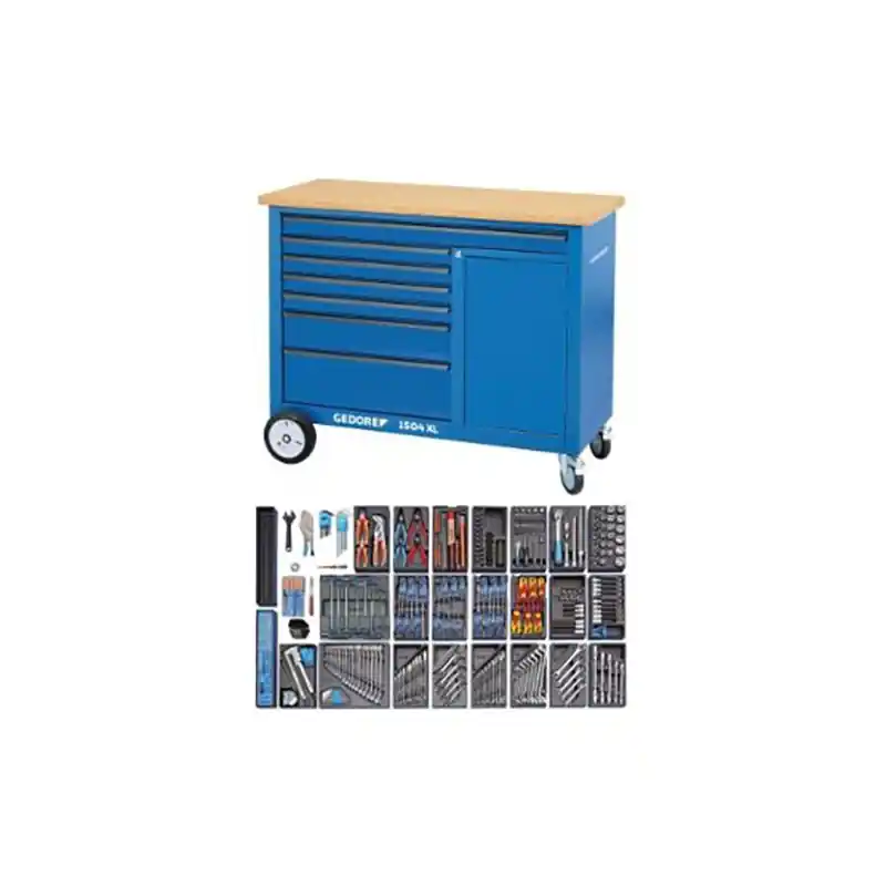 Gedore 8080590 Établi mobile 1504 7 tiroirs + Set d‘outils S 1500 ES-03 325-Pièces