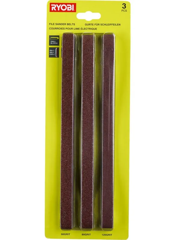 Ryobi Accessoires 5132004521 RAKPFB03 Jeu de 3 bandes abrasives 13x457mm K60-K80-K120