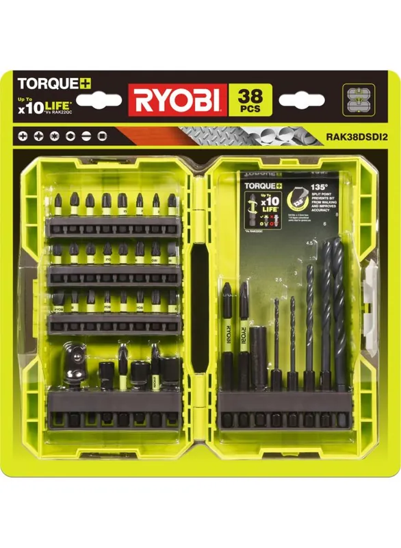 Ryobi Accessoires 5132004388 RAK38DSDI2 Mèche en 38 parties