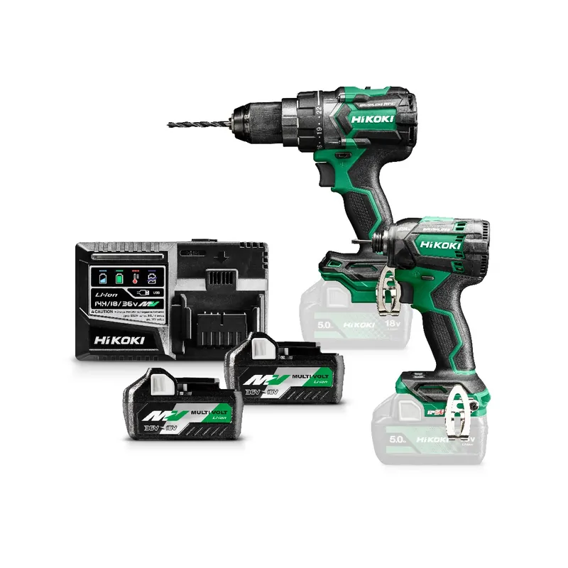 HIKOKI KC18DCWAZ Kit combiné perceuse sans fil DS18DC + visseuse à chocs sans fil WH18DC 36V 2.5Ah en HSC III
