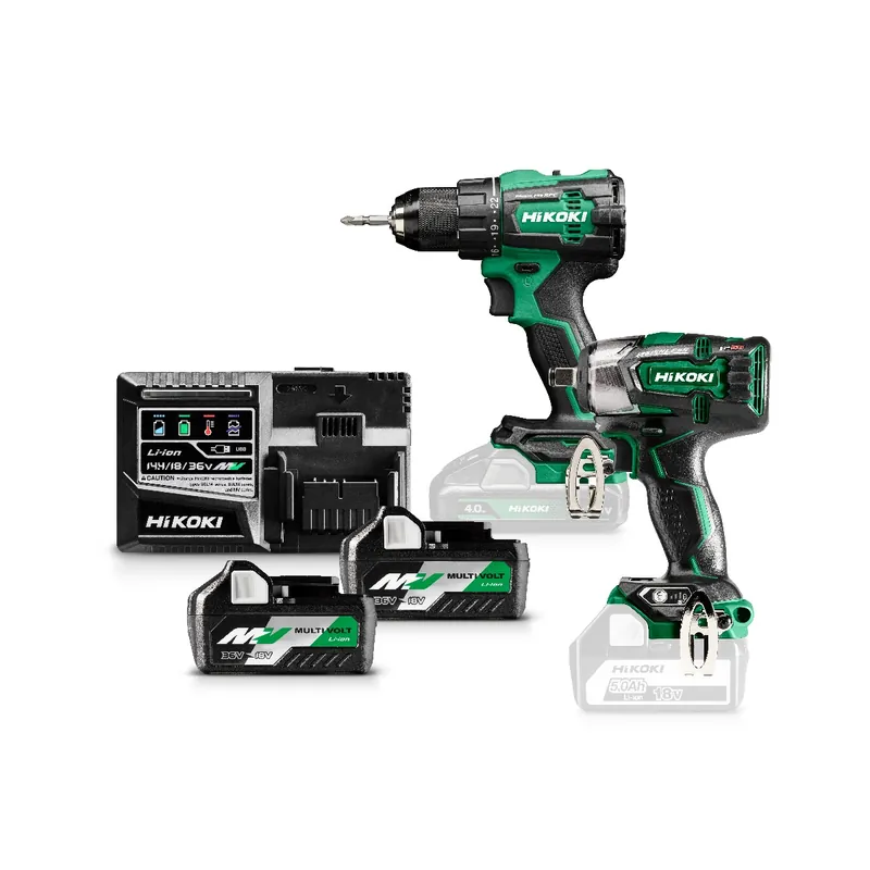 HIKOKI KC18DEWDZ Combo set - Perceuse sans fil DS18DE + Clé à chocs sans fil WR18DBDL2 36V 2.5ah Li-Ion en HSC III