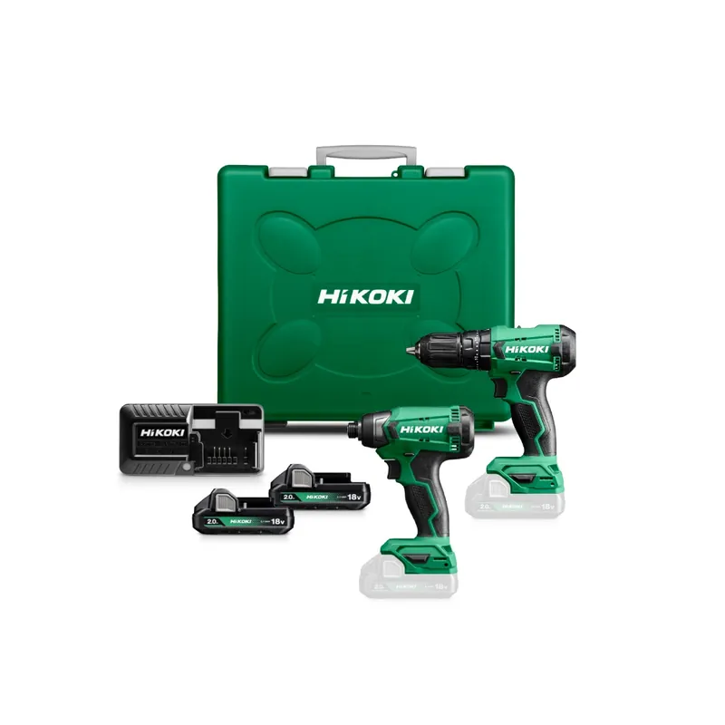 HIKOKI KC18DAWCZ Combo set - DV18DA Perceuse sans fil + WH18DA Visseuse à percussion sans fil 18V 2.0ah Li-Ion