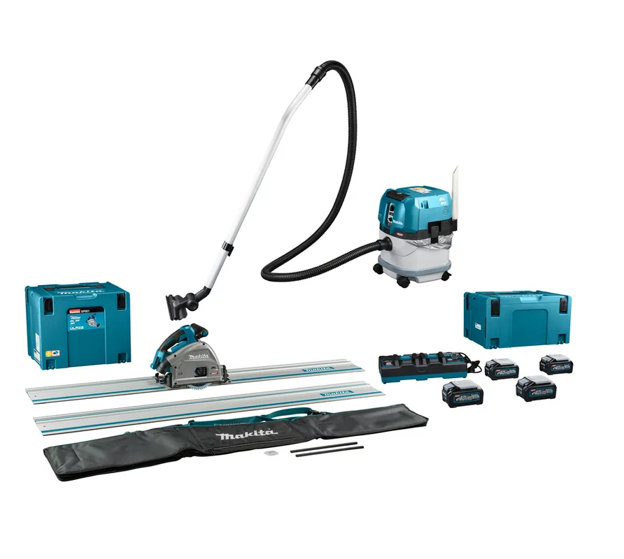 Makita DK0195G201 Kit combiné AWS pour sciage (plongeant) et aspiration 40V Max 4.0Ah Li-Ion