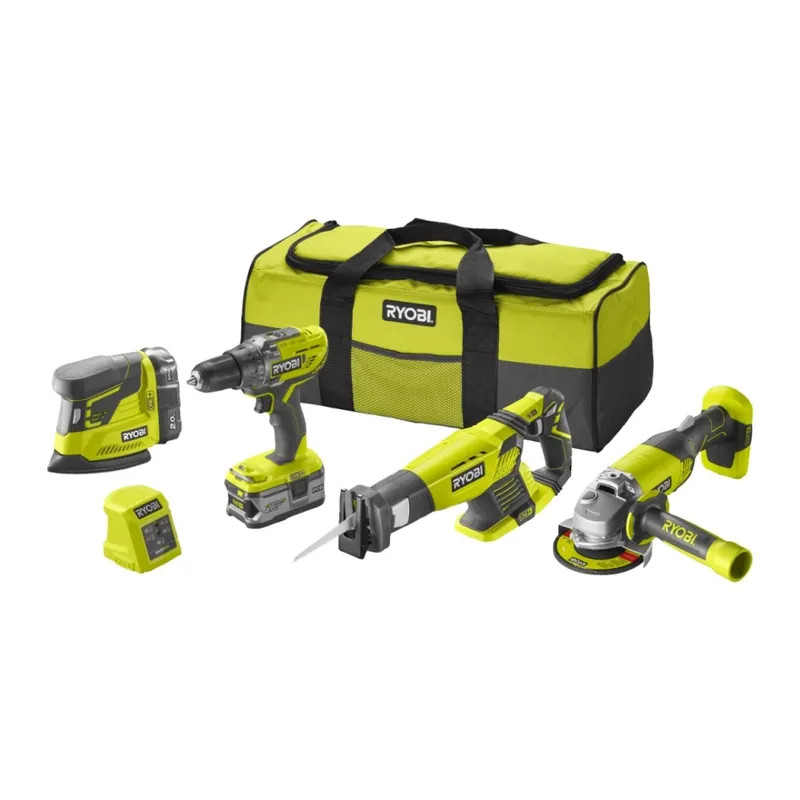 Ryobi 5133004757 R18CK4E-242S Ensemble combiné 18 V 2,0/4,0 Ah Li-ion