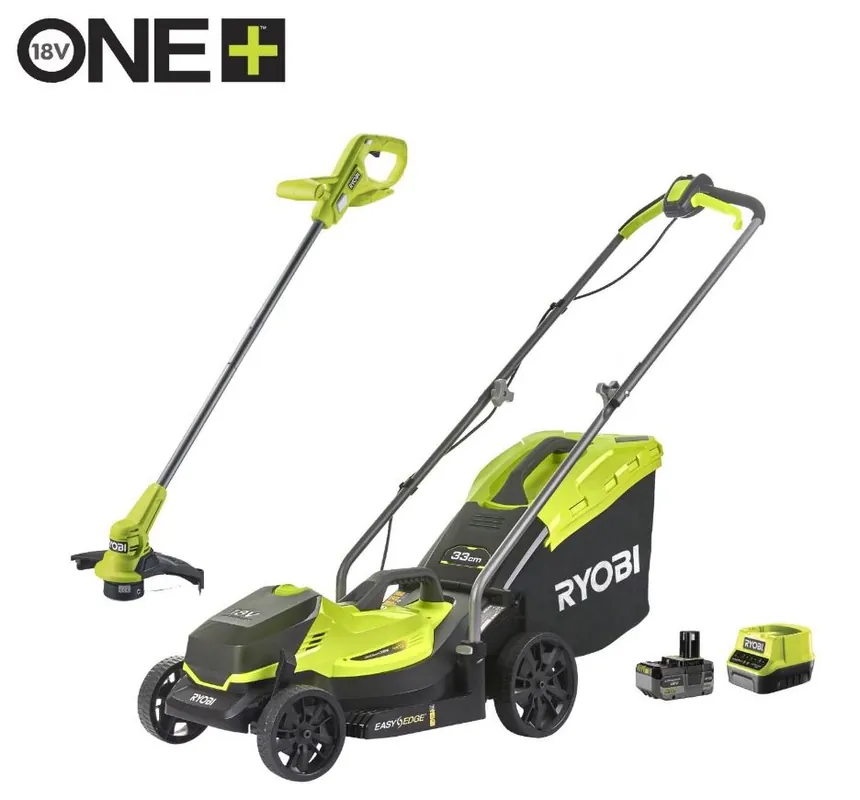 Ryobi 5133005885 OLM1833LT23A-140 18V 4Ah Accu Ensemble tondeuse + débroussailleuse Accu