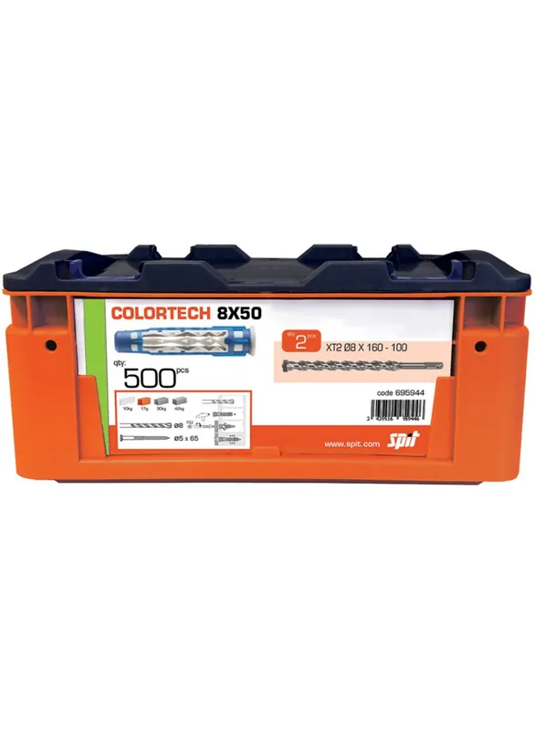 Spit Fixations 695944 ColorTech Universal Plug 8x50 500 pièces + 2 forets dans la valise