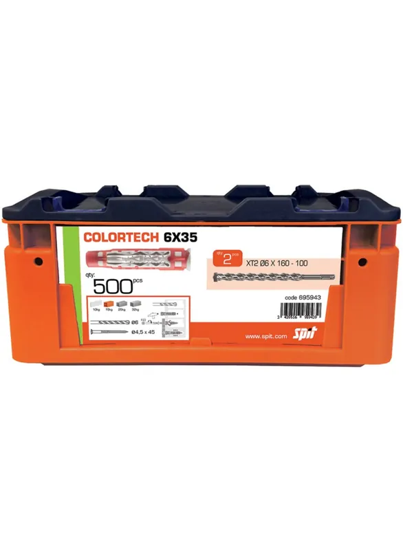 Spit Fixations 695943 ColorTech Universal Plug 6x35 500 pièces + 2 forets dans la valise