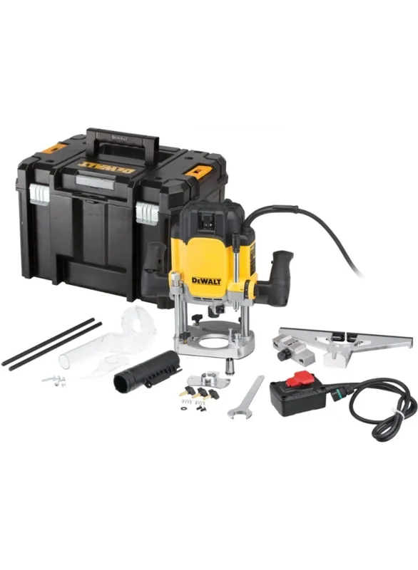 DeWalt DWE627KT-QS Coupeuse à piston de 2300 watts avec interrupteur supplémentaire pour le montage stationnaire sous la table
