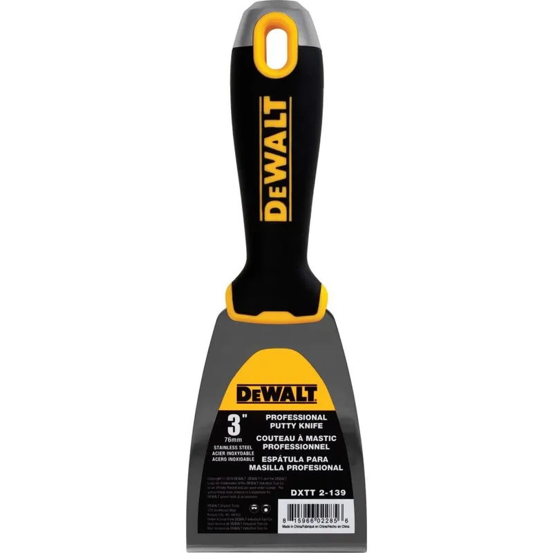 DeWalt Accessoires 2-139 Couteau de remplissage acier inoxydable manche souple résistant aux chocs 76 mm