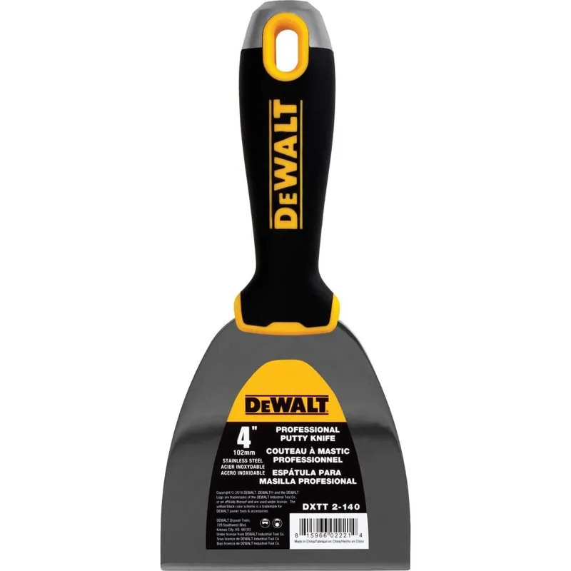 DeWalt Accessoires 2-140 Couteau de remplissage acier inoxydable manche souple résistant aux chocs 102 mm