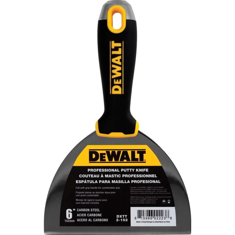 DeWalt Accessoires 2-152 Couteau à mastic acier au carbone manche souple résistant aux chocs 152 mm