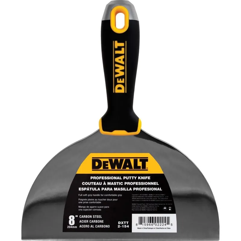 DeWalt Accessoires 2-154 Couteau à mastic acier au carbone manche souple résistant aux chocs 204 mm