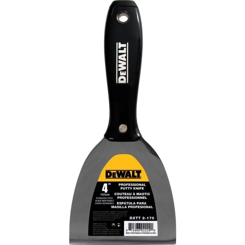 DeWalt Accessoires 2-170 Couteau à mastic acier inoxydable manche plastique noir 102 mm