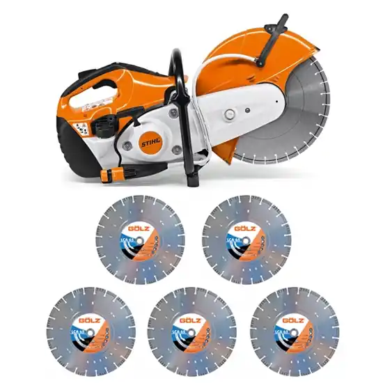 Stihl TS420LCA65350 TS 420 Motor Cutter 350mm 3,2Kw + 5 x Gölz LCA65 Lame de scie diamantée Béton/Asphalte 350mm OP=OP