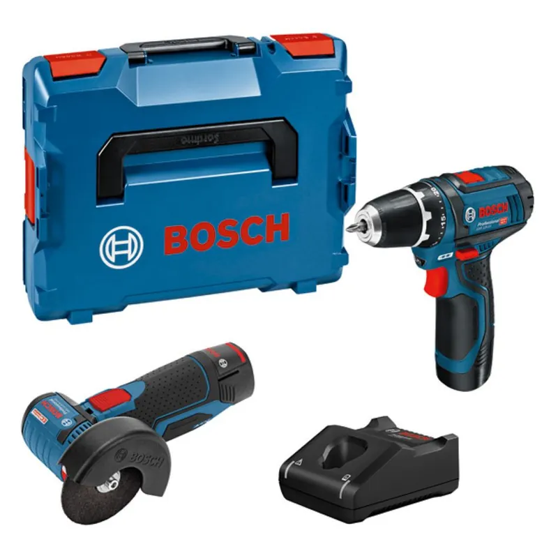 Bosch Bleu 0615990N2U Combiné - Perceuse sans fil GSR 12V-15 + Meuleuse sans fil GWS 12V-76 12V 2.0Ah