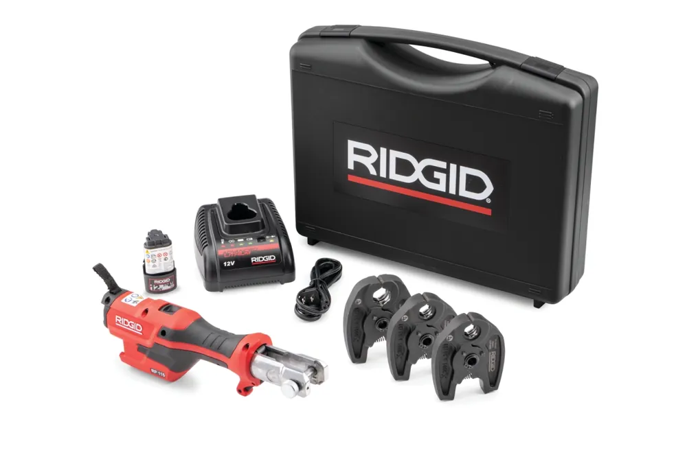 Ridgid 76948 RP115 Raclette à batterie 12 V 2,5 Ah + 3 mâchoires M15-18-22